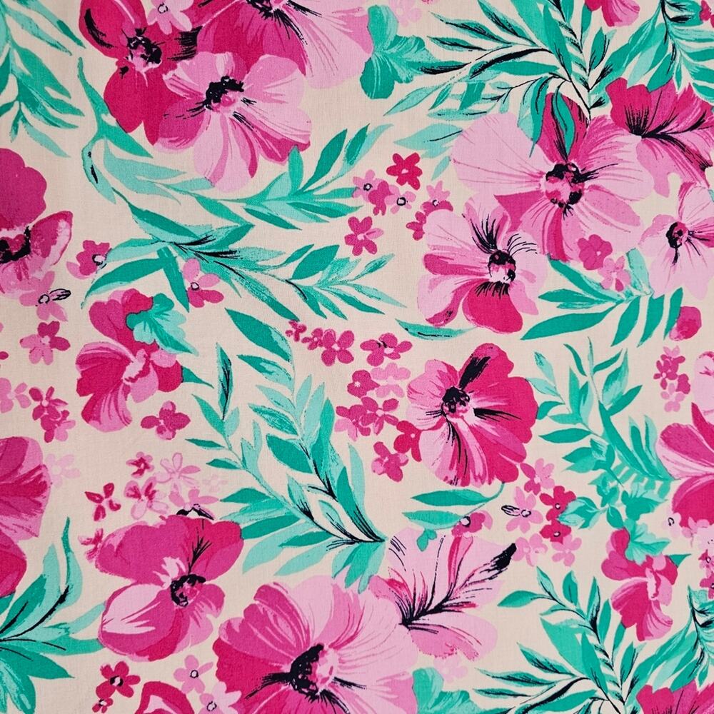 J Crew Dress Womens Size 12 Floral Wrap Midi Length Sleeveless Pink Green - Picture 8 of 16
